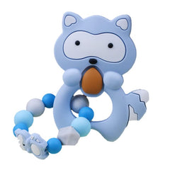 Racoon Teether toy, assorted colors, Unisex, baby shower gift (blue)