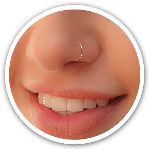 Fake Clip On Nose Ring 24g - No Piercing Needed - Smooth Tiny 925 Silver Fake Nose Piercing