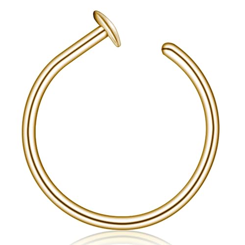 Aro de nariz pequeño y fino de 20G con relleno de oro de 14 quilates para mujer, joyería de perforación de fosa nasal ajustable de 6 mm a 7 mm 