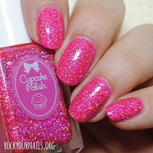 Mr. Mint - hot pink glitter holographic nail polish by Cupcake Polish