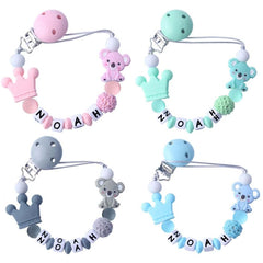 Personalized Pacifier Clip with Name Custom Pacifier Clip with Name Stroller Clip Pacifier Holder for Newborn (Koala)