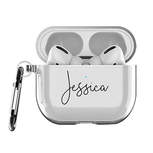 MARBLEFY Funda personalizada para AirPod 3 con llavero, correa para correr, personalizada con nombre en funda transparente para AirPods de 3.ª generación, gran regalo lindo para mujeres y niñas 