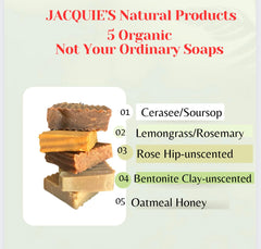 Jacquie's Natural Products – Seifenpaket 12 oz – 5 handgemachte Bio-Seifen | 