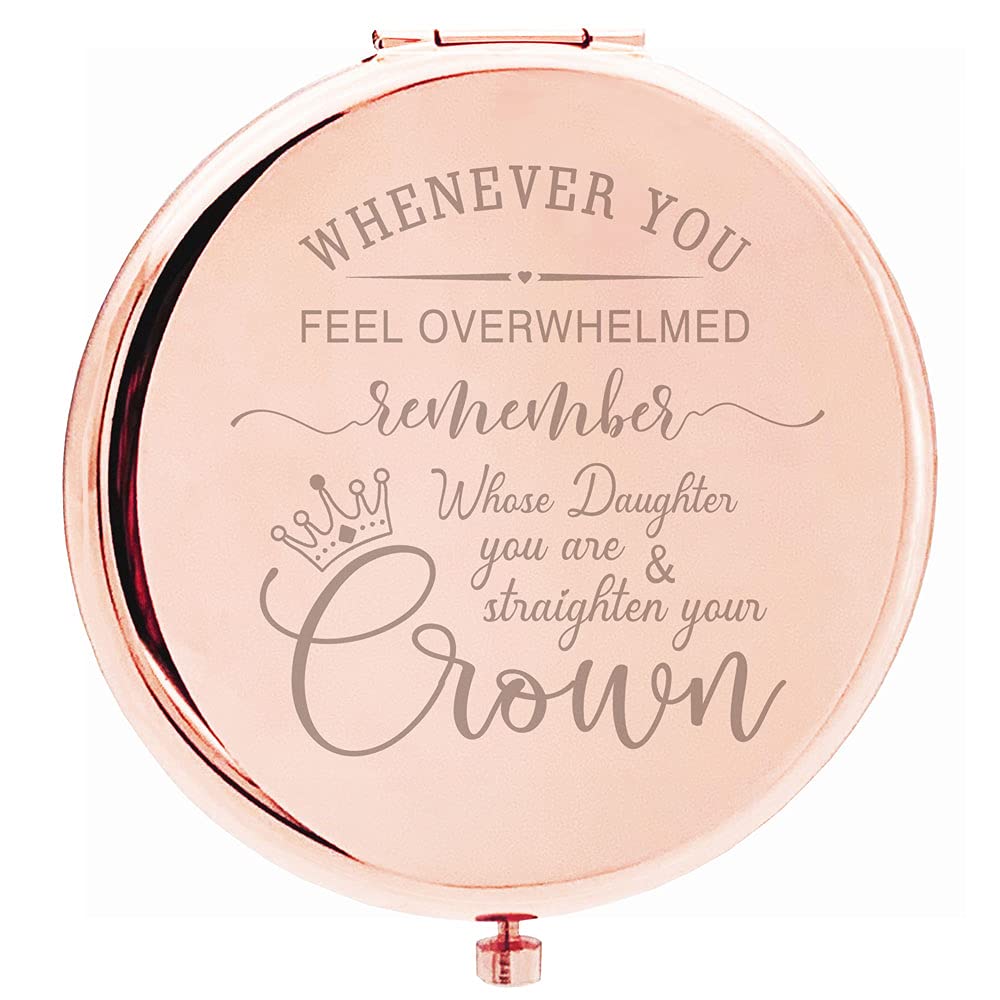 To My Daughter, Daughter Gift from Mom and Dad, Daughter Birthday Gift, Mother to Bride, Compact Mirror Gift, Wedding College Graduation Christmas Gifts, (Daughter Crown)