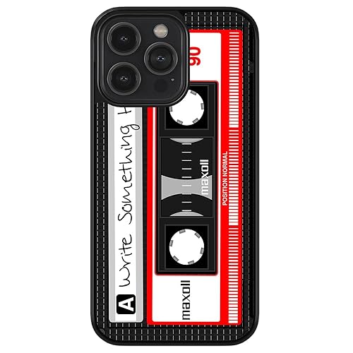 Cinta de casete negra y roja Funda de goma negra personalizada para teléfono compatible con Apple iPhone 15 Pro Max, 14 Pro Max, Pro, Max, 13 Pro Max Mini, 12 Pro Max Mini, 11 Pro Max X XS Max XR 8 7 Plus 