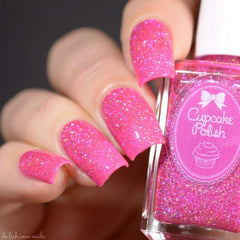 Mr. Mint - hot pink glitter holographic nail polish by Cupcake Polish