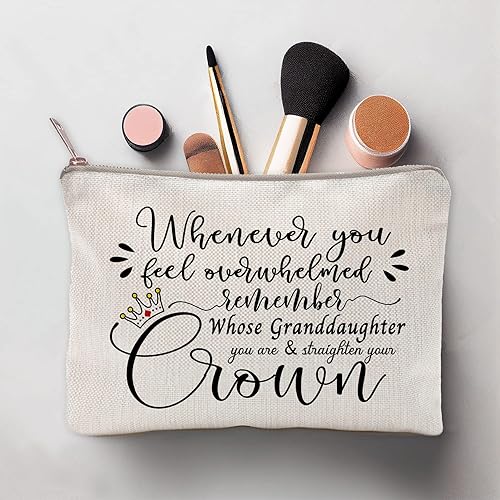 Granddaughter Gift, Whenever You Feel Overwhelmed Remember Whose Granddaughter You Are, Makeup Bag, Lipstick Bag, Gift for Granddaughter, Graduation Gifts