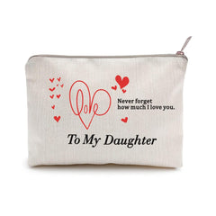 Valentines Day Gifts for Her To My Daughter，Never Forget How Much I Love You. Daughter gifts, Makeup Case Toiletry Bag, Gifts for Daughter(To My Daughter)