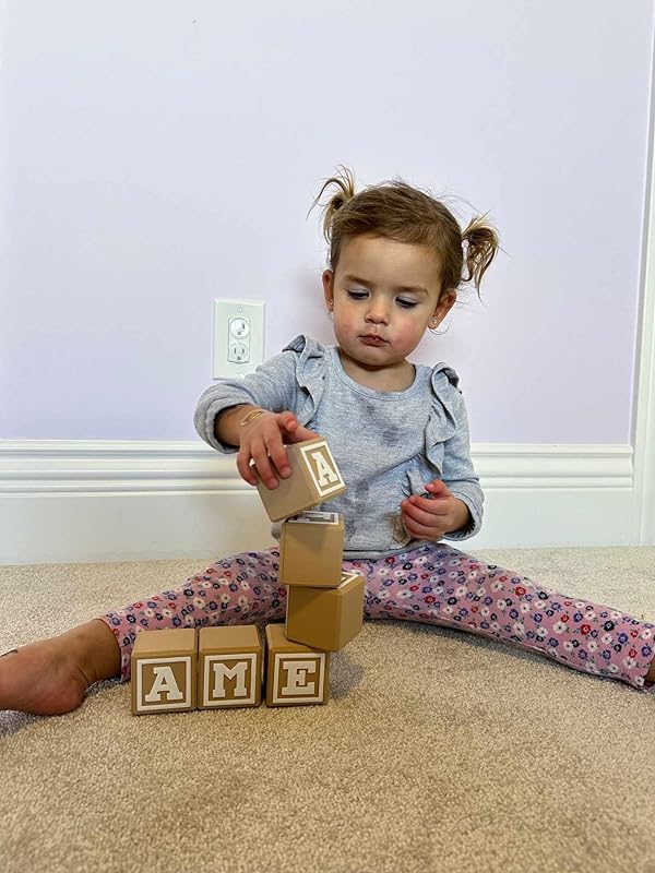 Baby Shower Gift - Newborn Gift - Name Blocks - Baby 1st Birthday - Baby Custom Gifts - Nursery Decor - Personalized Baby Blocks (Latte Tan)
