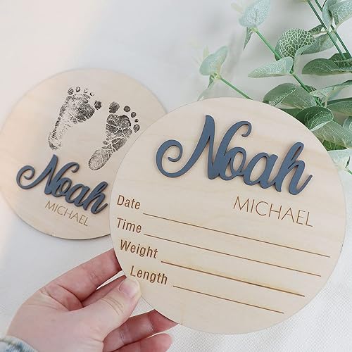 Letrero de anuncio de nacimiento personalizado para Hospita,11 colores Recién nacido Llegada Nombre del bebé Letrero 3D,Hola mundo Recién nacido Letrero Regalo de baby shower,2 piezas 