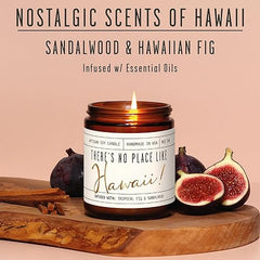 Hawaii Gifts, Hawaiian Gifts for Women - 'There's No Place Like Hawaii Candle, w/Tropical Fig & Native Sandalwood I Hawaii Décor for Home I Hawaii Souvenirs I Hawaii State Gifts I 50Hr Burn, USA Made