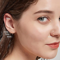 3 Pairs 14k Gold Plated Sterling Silver Small Hoop Earrings Set for Women Cartilage Nose Septum Helix Tragus Rings Multiple Piercing Jewelry, Hypoallergenic Thin Tiny Gold Hoops 6mm 7mm 8mm