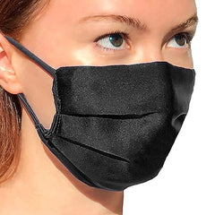 Gesichtsmaske aus reiner schwarzer Seide für Frauen, Seidenmaske, Seidenmasken für Frauen, Akne-Maske für das Gesicht, schwarze Satin-Gesichtsmaske mit Nasendraht, empfindliche Gesichtsmasken, Gesichtsbedeckung aus Seide 