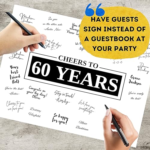 12x16 Black 60th Birthday Decorations for Men or Women, Signing Board Guest Book, Funny 60th Birthday Gifts, Sign in Poster for Sixtieth Birthday, Anniversary, Retirement Decor (12x16 Unframed)